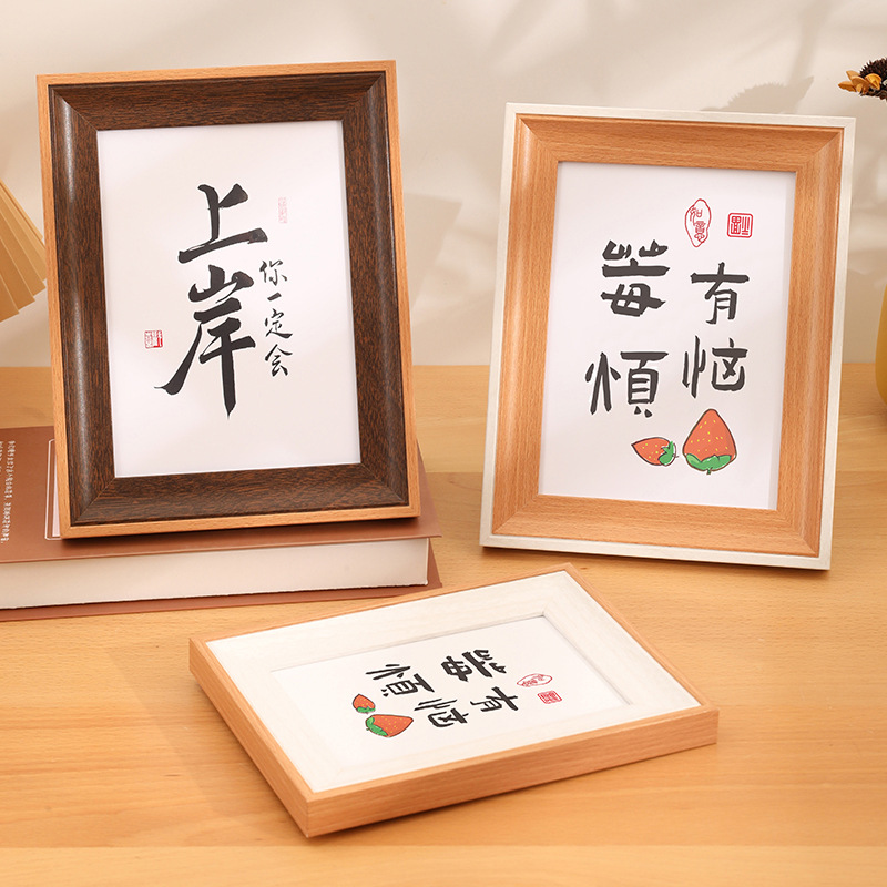 Simple photo frame table wholesale 67810 inch A4 calligraphy frame mounted puzzle wooden photo frame wall hanging
