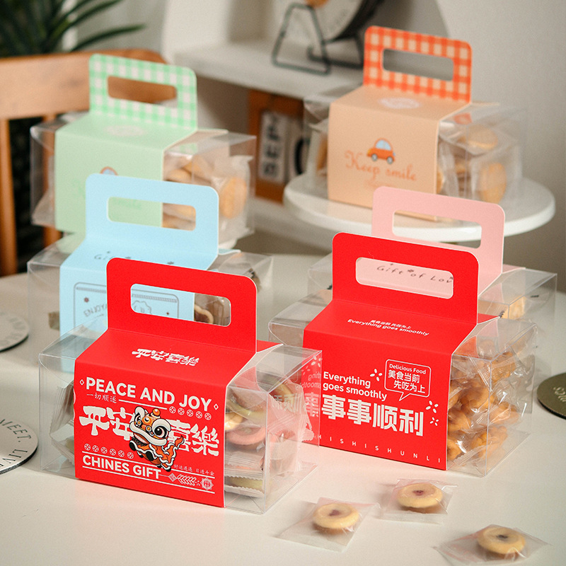 New Year Portable Snowflake Crisp Packaging Box Biscuit Gift Box Biscuit Toffee Nougat Fruit Glutinous Rice Boat Packaging Box