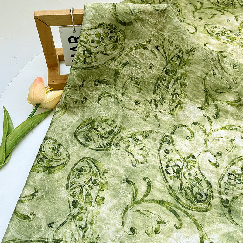 New Chinese Style Green Cashew Tencel Jacquard Fabric Han Dynasty Cheongsam Dress Fabric Handmade DIY Fabric