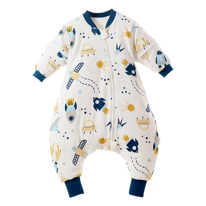Spring and Autumn Thin Children's Sleeping Bag Constant Temperature Infant and Toddler Class a Split Leg Sleeping Bag Cartoon Pure Cotton Baby Sleeping Bag with Detachable Sleeves