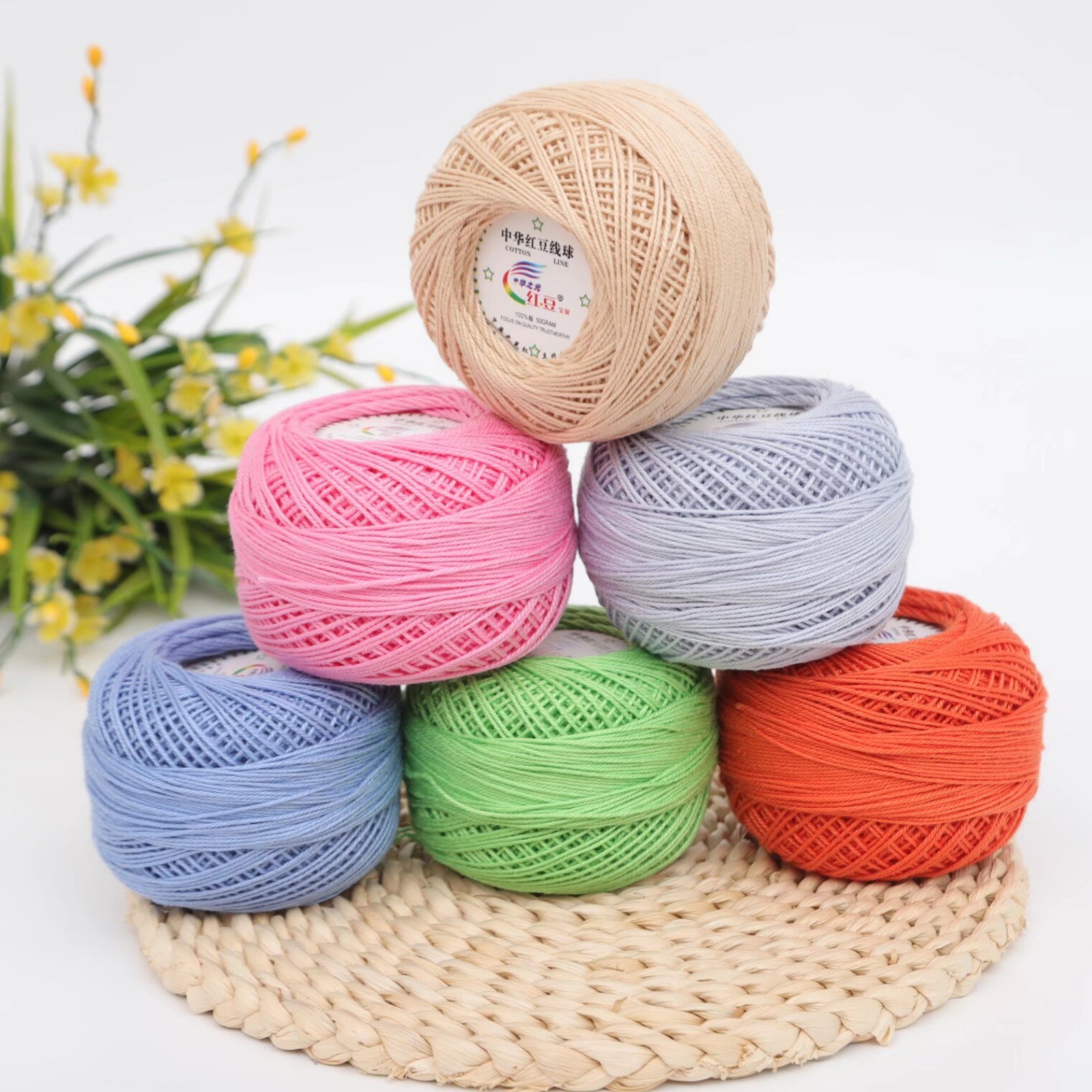 Picture of Red bean No. 3 lace cotton thread manufacturers wholesale and retail spring and summer hand-woven wool lace cotton diy