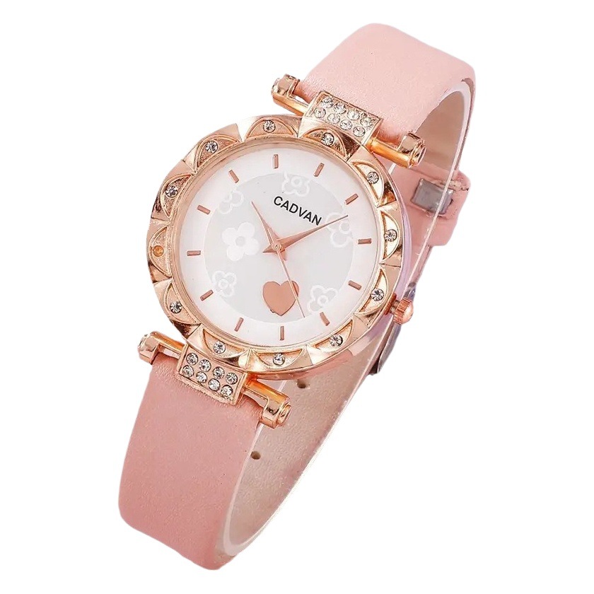 6 pcs/set love diamond scale pink belt quartz watch beaded butterfly bracelet suit women