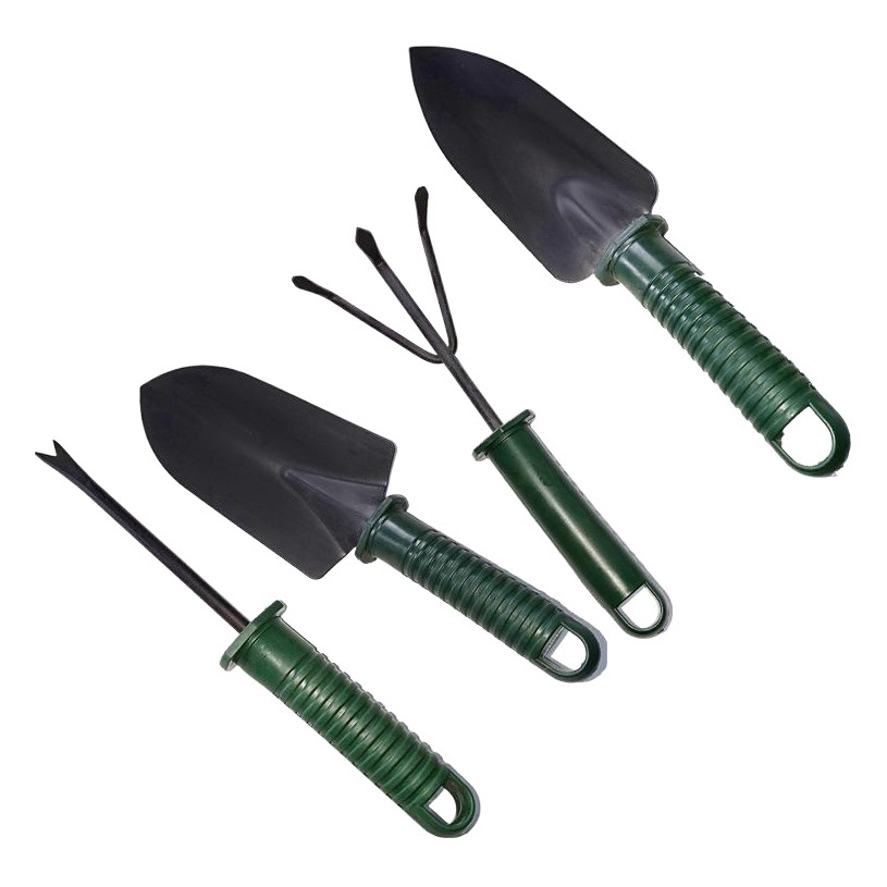 Picture of Garden and gardening combination set tools green non-slip plastic handle wide and narrow shovel fork rake shovel four-piece flower shovel