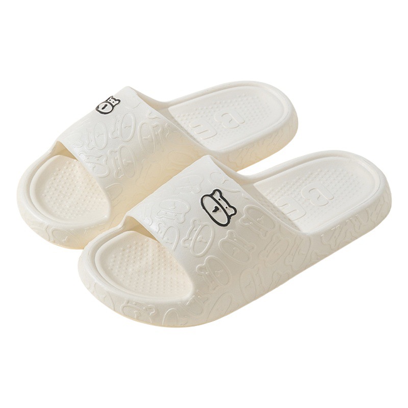 Slippers Women's Summer Slip-on Feeling Indoor New Printed Bear Bathroom Non-slip Couple's Home Thick Slip-on Sandals for Men