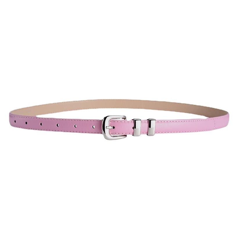 Summer New Fashion Stylish Candy Color Silver Buckle Ins Style Decorative Women's Belt Dopamine Dress Belt