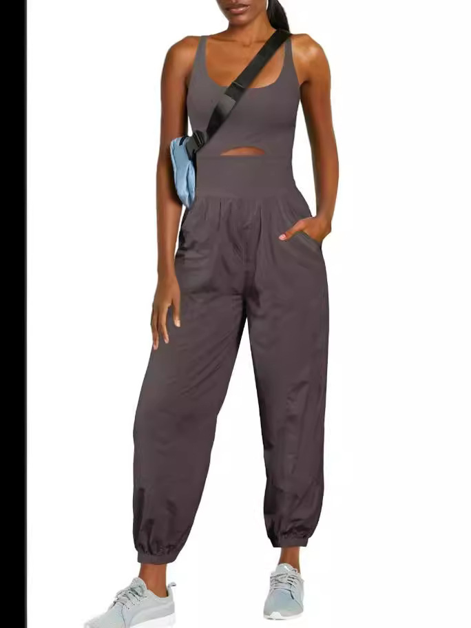 European and American Cross-border Amazon Fashion Sports Outdoor Women's Yoga Hollow Cross Comfortable Fitness Vest Jumpsuit