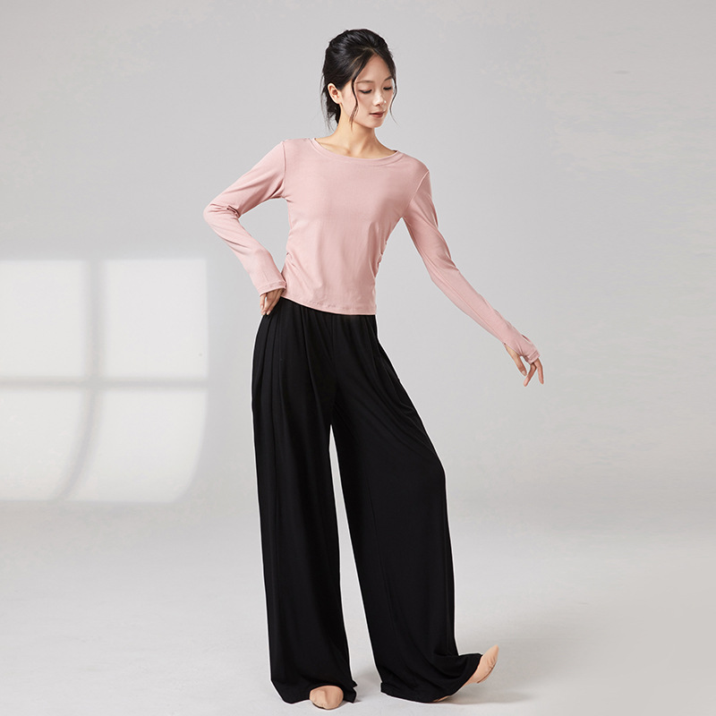 Picture of Women's dance costumes, adult body training suits, modern dance wear, ballet practice wear, crew neck slimming classical dance costumes