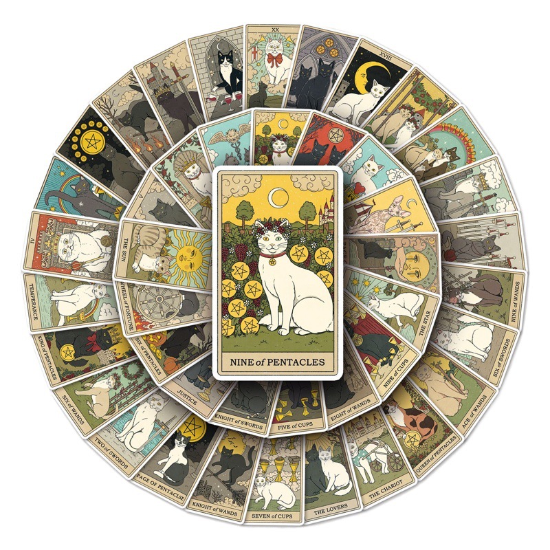 78 cat tarot cards graffiti stickers personalized cross-border trend creative DIY mobile phone shell luggage stickers waterproof