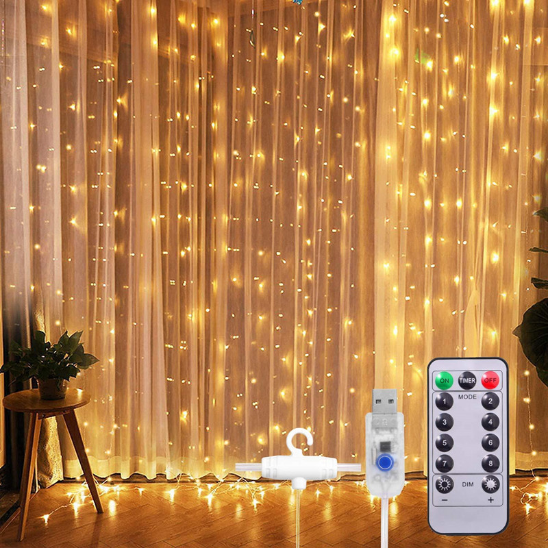 New USB remote control 3*3 M copper wire light curtain light string ice strip light Christmas holiday light string decoration small colored lights