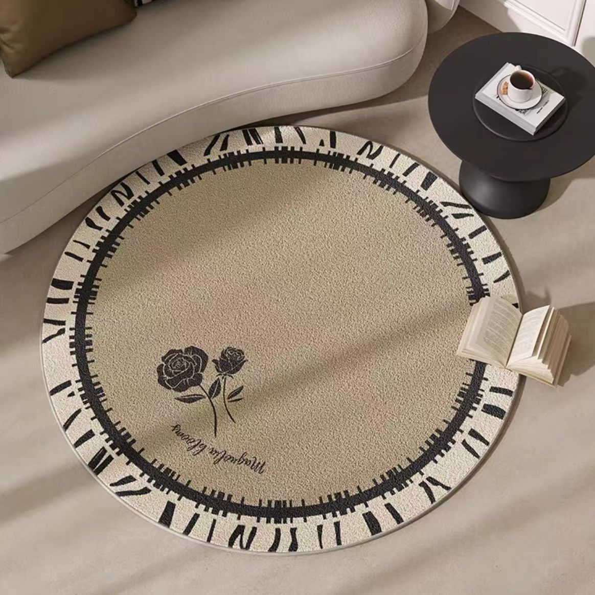 American retro living room round carpet light luxury cloakroom rocking chair makeup chair floor mat home bedroom bedside carpet