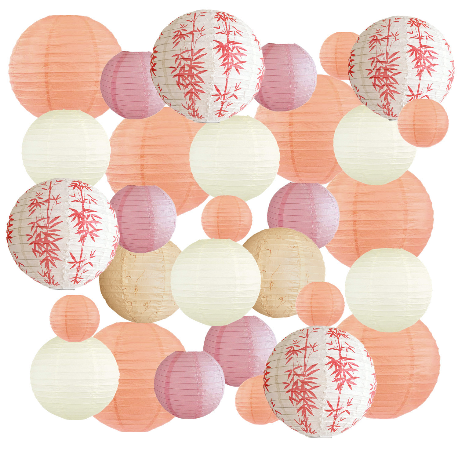 Picture of Spring, Summer, Autumn and Winter Colorfulful Paper Lanterns Round Foldableable Paper Art Combination Set Hanging Lanterns