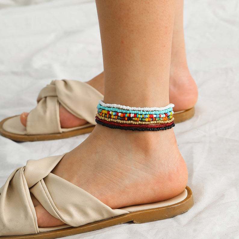 Picture of Amazon Hot New Bohemian Style Anklet Colorful Rice Beads Handmade Beaded Anklet Distinctive Creative Anklet