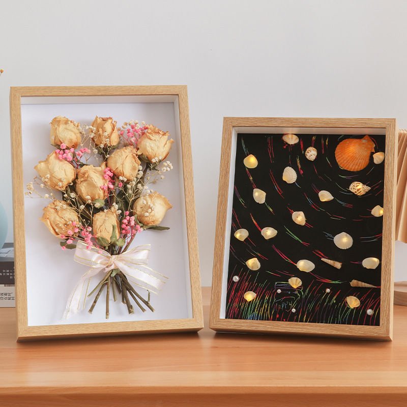 Picture of Custom-made three-dimensional hollow specimen frame 8 inch 10 inch diy handmade butterfly insect clay dried flower photo frame A4 picture frame