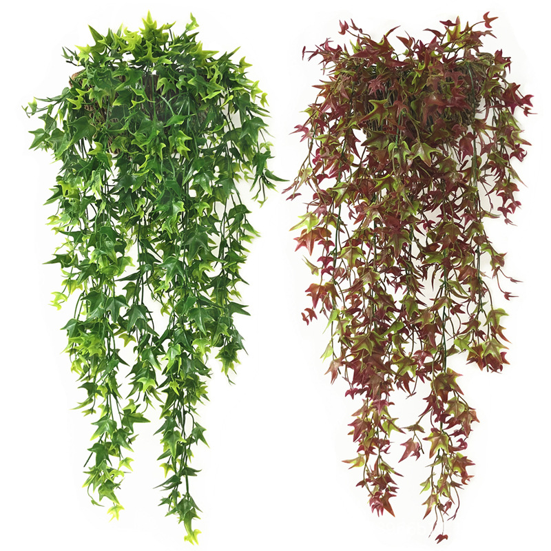 Simulation Rattan 5 fork sweet potato vine Sweet potato leaf maple leaf green plant wall plant wall decoration material rattan hanging wall hanging