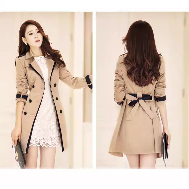 Picture of [Main International] Ladies Fashion Slim Fit Coat Spring and Autumn Color-matching Korean Double-breasted Youth Age-reducing Coat Trendy