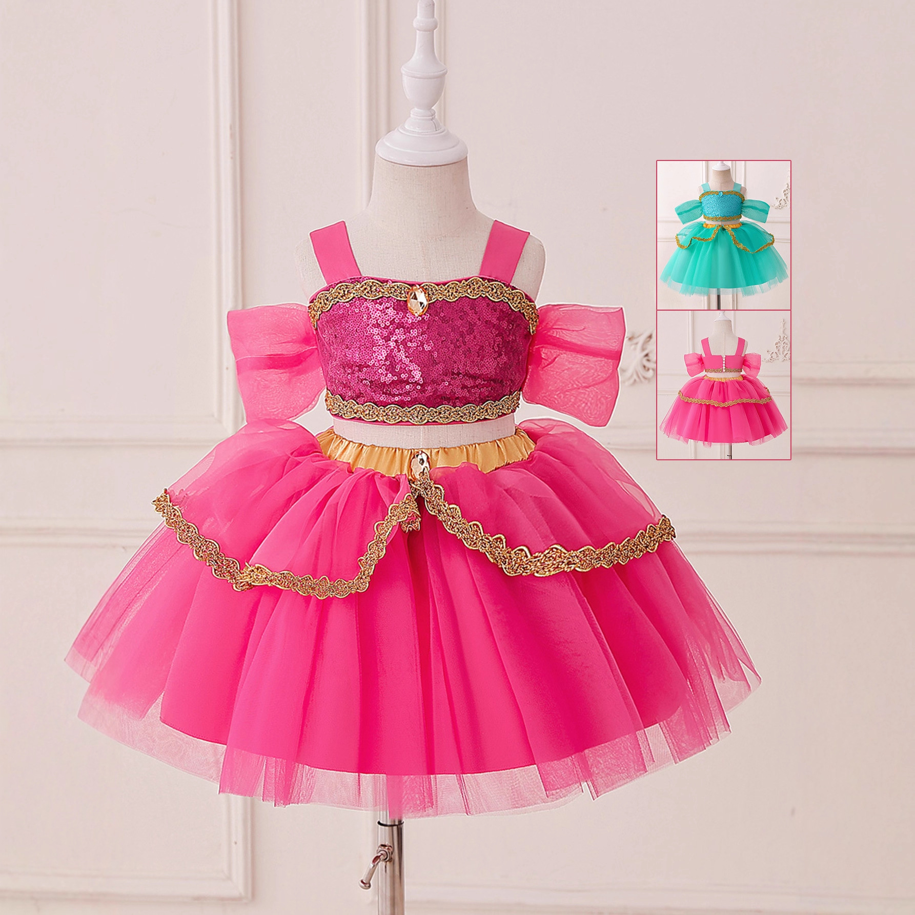 European and American Aladdin Lamp Princess Jasmine suit Children's Halloween Costume cosplay Anime Dance Costume