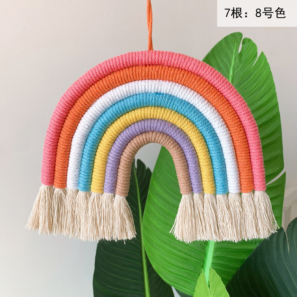 Picture of Rainbow Decoration Ins Unicorn Pendant Home Kidsren's Room Decoration Pendant Hand-Woven Rainbow Pendant Wall Decoration
