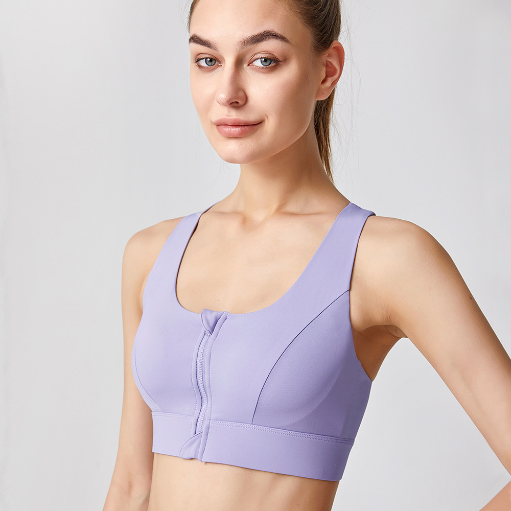 Picture of Weiman Sports Bra Front Zipper Adjustment High Strength Shock-Absorbing Fitness Vest All-In-One Fixed Cup Bra for Women
