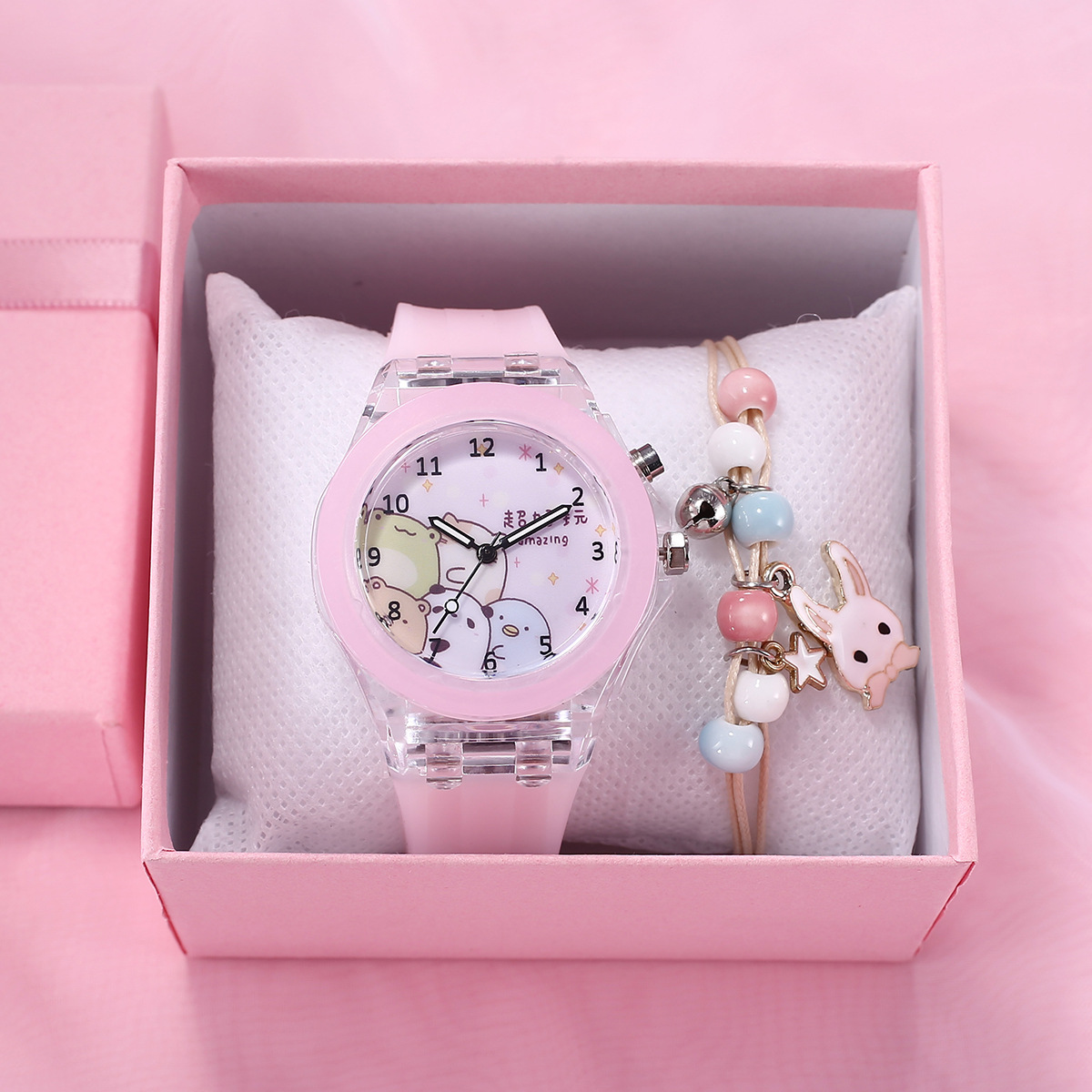Picture of A06976-1 luminous watch unicorn luminous silicone electronic watch with bracelet 2 pcs/set box