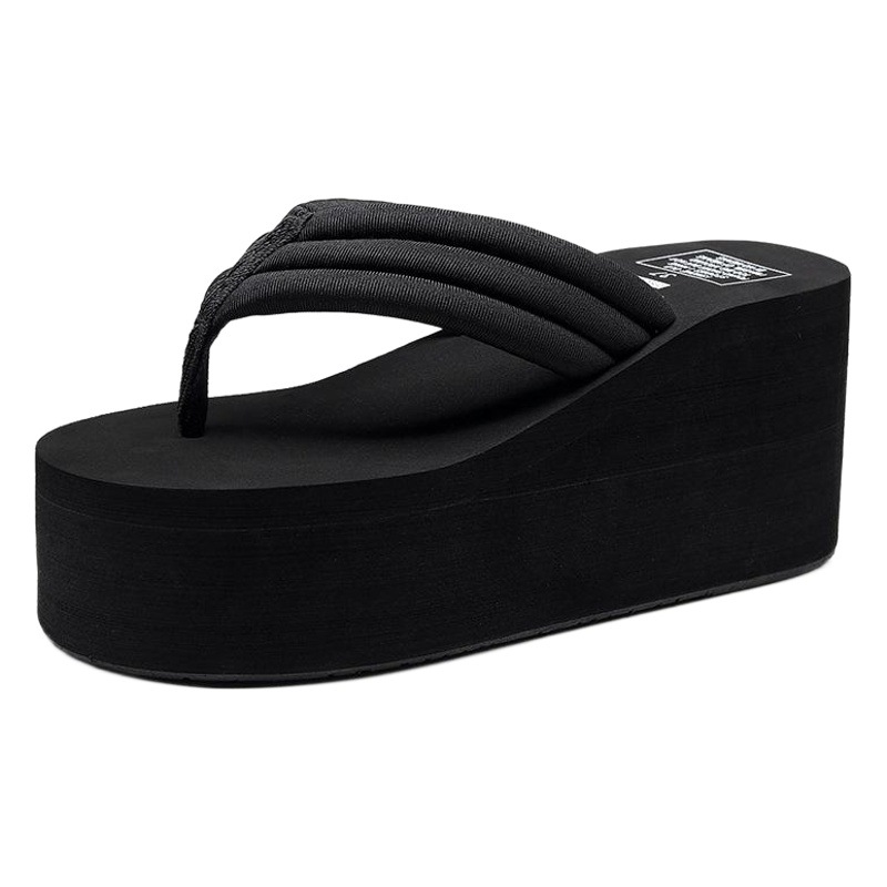 Slippers Women's Summer Fashion Outfit Platform Thick-soled Wedge Non-slip Beach Shoes Beach Sandals Clip-off High Heel Flip-flops