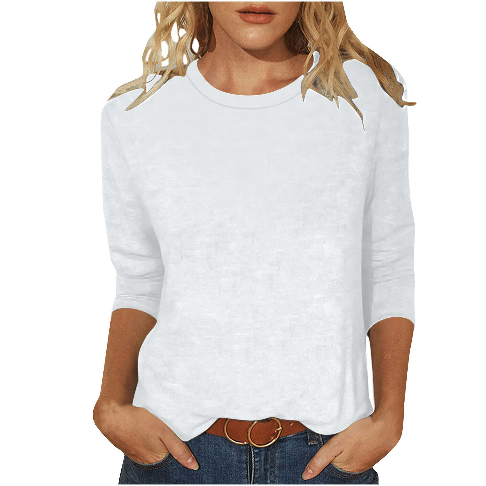 Real shot seven sleeve European and American style T-shirt women's short sleeve loose T-shirt women's simple fashion t-shirt one piece printing