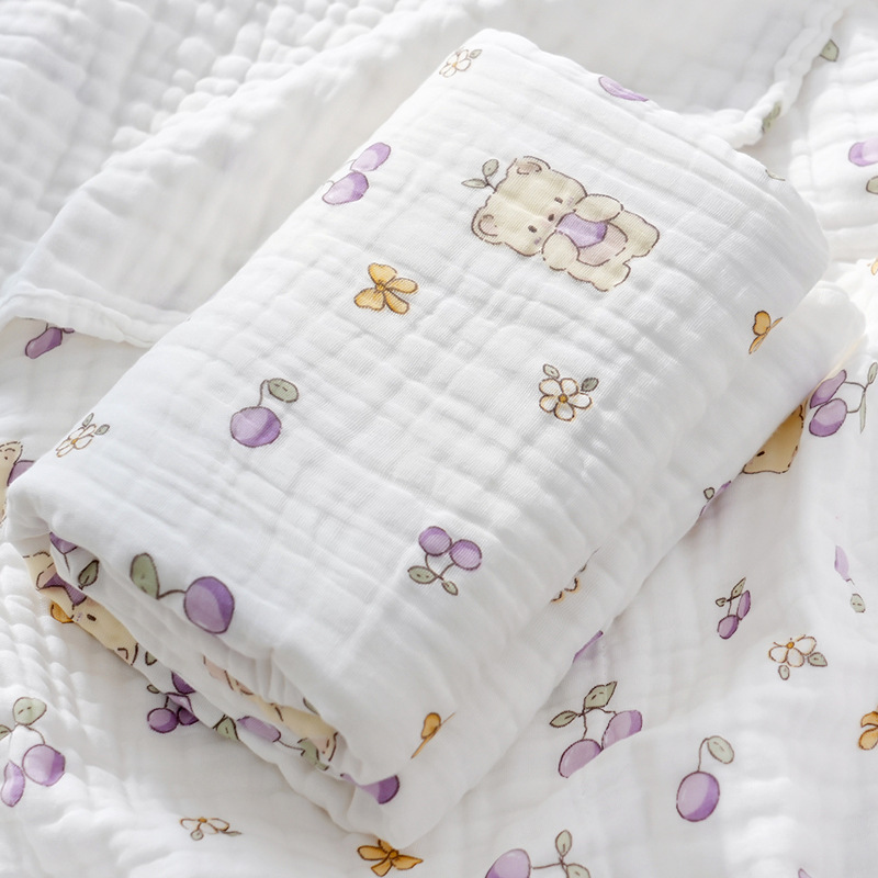Baby Bath Towel Newborn Gauze Class a Newborn Baby Children's Bath Towel Cotton Six-Layer High Density Towel Cover Blanket