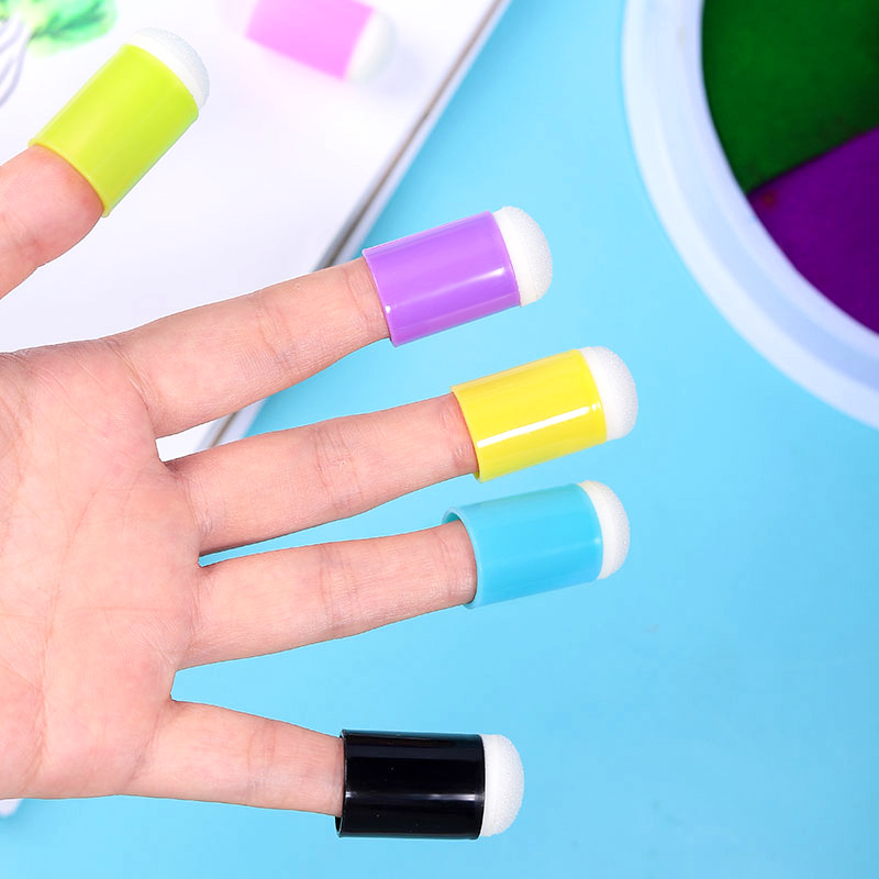 Picture of Children's Graffiti Finger Sponge Hand Account DIY Rubber Seal Painting Finger Cover Sponge Finger Painting Smear Painting Tools