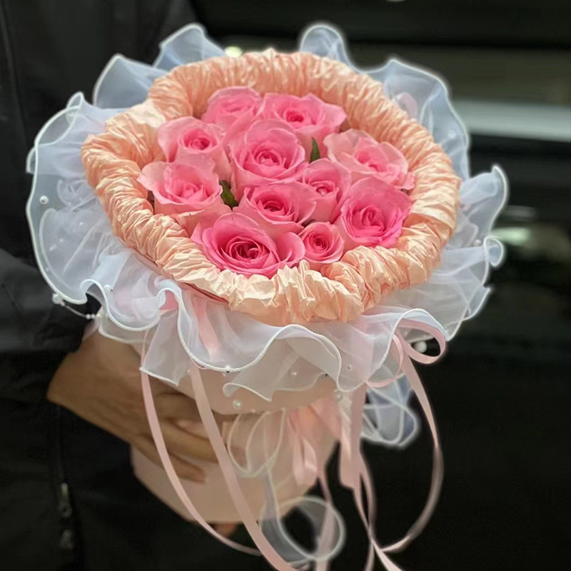 Flower hee flower pearl puff hem yarn wave lace color organza small fragrant wind hemming yarn flower shop wholesale
