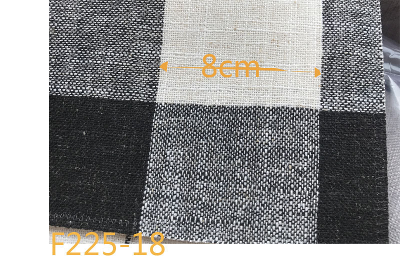 Picture of 9 Coated F225 Linen Polyester-Hemp Interwoven Polyester Black and White Plaid Stripe Fabric Shoe Cloth
