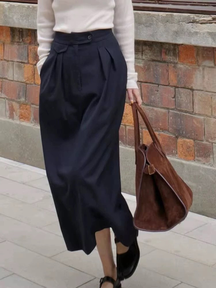 Ni Ni Style Row-Style High-Waisted Black Wool Suit Skirt for Commuting, Cross-Border Nanyou Women's Clothing