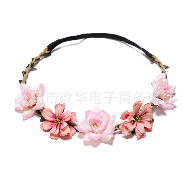 Picture of Forest Bohemian Bride Bridesmaid Headdress Garland Headband Hair Accessories Wrist Flower Travel Seaside Vacation Photo