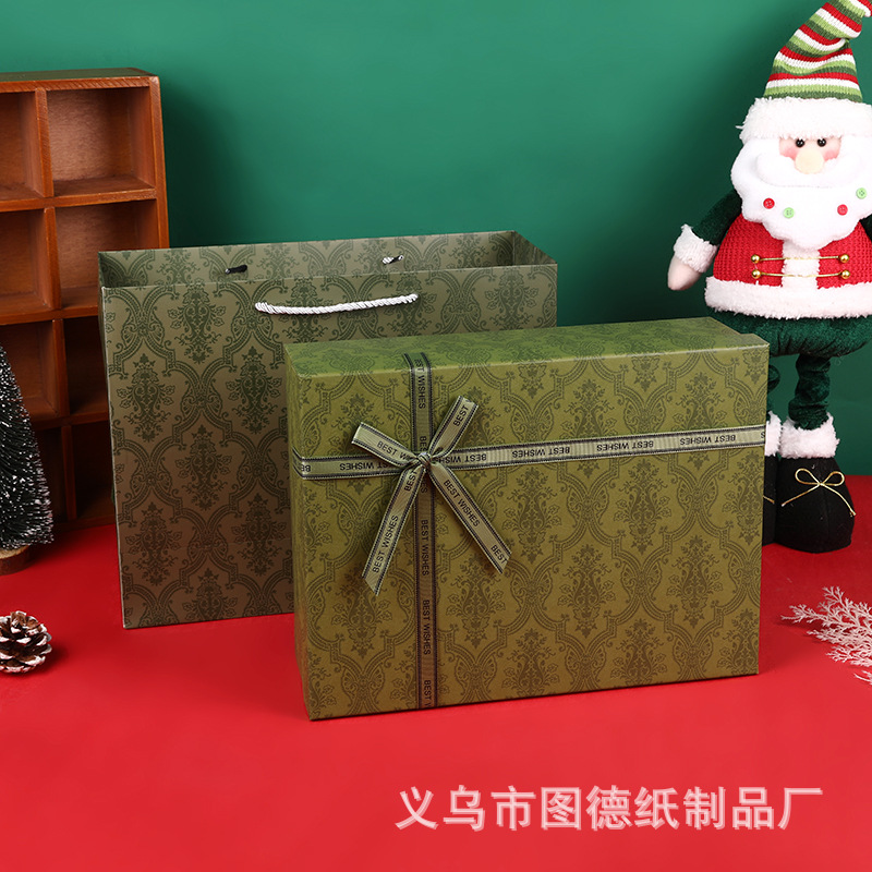 New green bow gift box Christmas gift box creative gift box scarf thermos cup packing box empty box