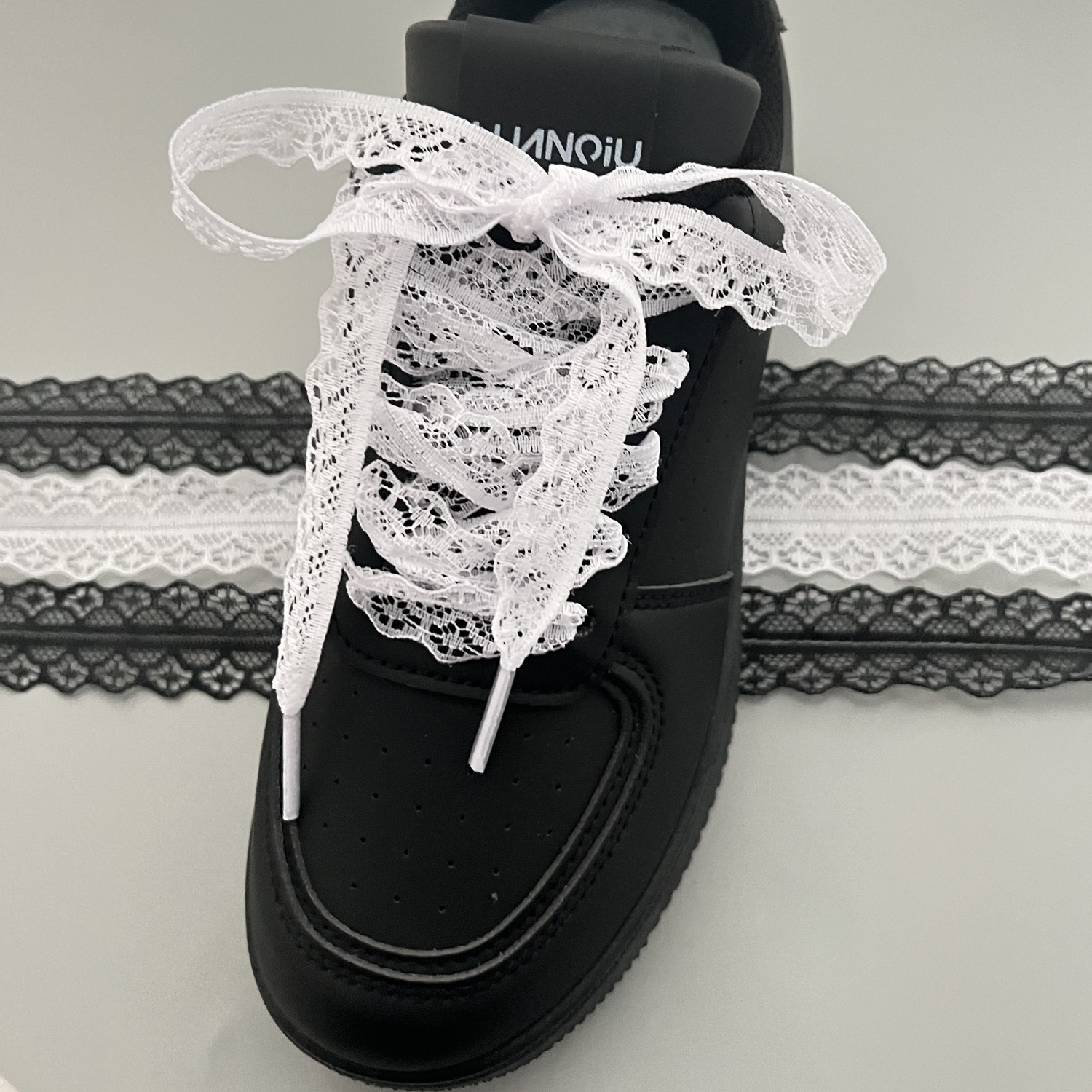 Picture of Lace Shoelaces DIY Ballet Style Cute Girl Accessories Desun Shoes White Silk Lace Shoelaces Pair