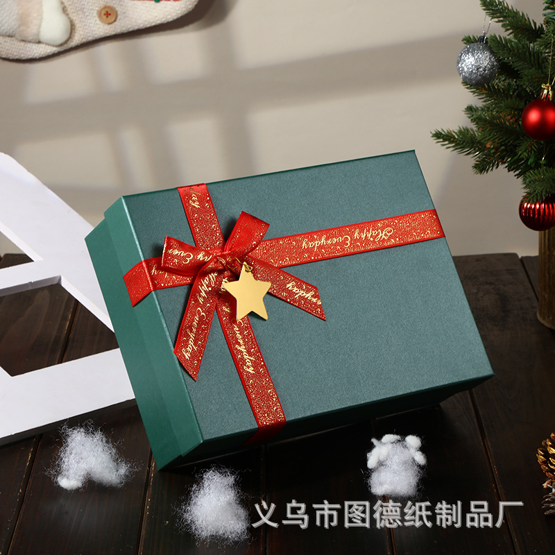 Custom Christmas Gift Box Large Portable Gift Packaging Box Custom LOGO Apple Box Heaven and Earth Cover Empty Box