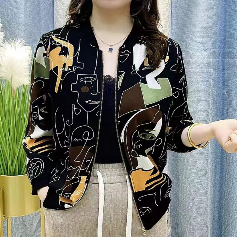 Summer plus size Chiffon New Long-sleeved Sun-protective Clothing Women's Air-conditioning Shirt Women's Casual Short Coat Baseball Suit Sun-protective Shirt