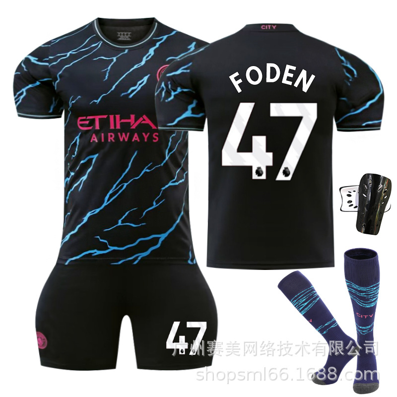 Picture of 23-24 Manchester City II away football uniform suit No. 9 Harland 17 de brauney 10 Rushford 47 Forden