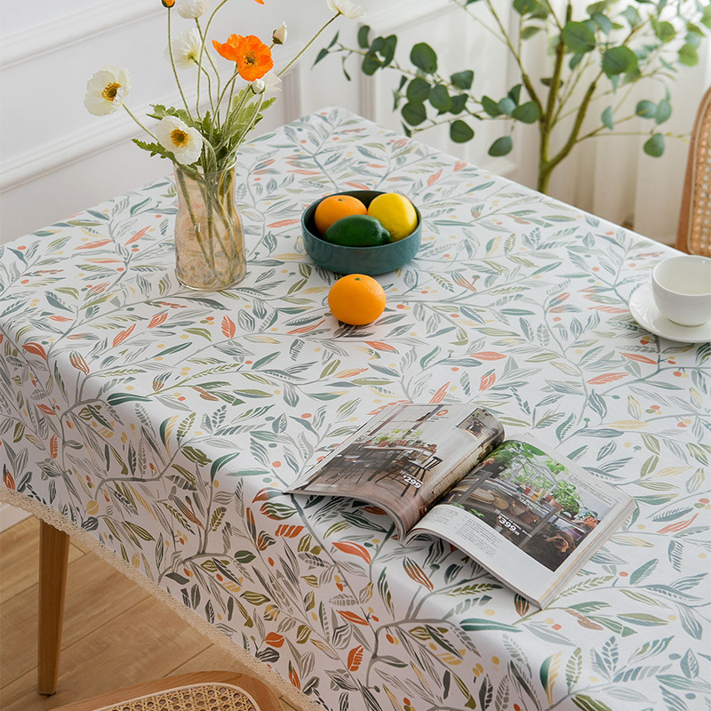 Picture of Cotton and Linen Tablecloth Waterproof Oil-proof Anti-scalding Thickened No-Wash Plant Small Floral Household Fresh Tablecloth PVC Tablecloth