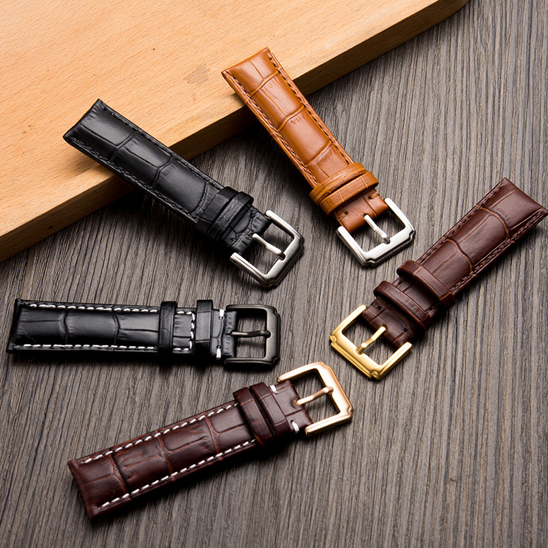 Picture of Top layer leather strap spot wholesale high quality calfskin pin buckle watch strap accessories unisex