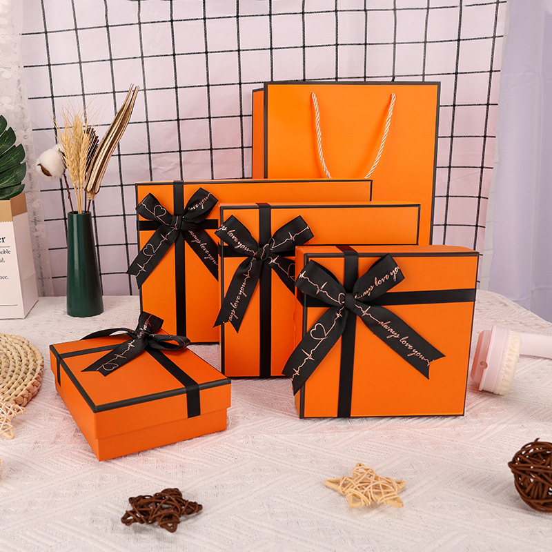 in stock wholesale orange gift box box empty box heaven and earth cover birthday gift box gift box advanced feeling companion gift