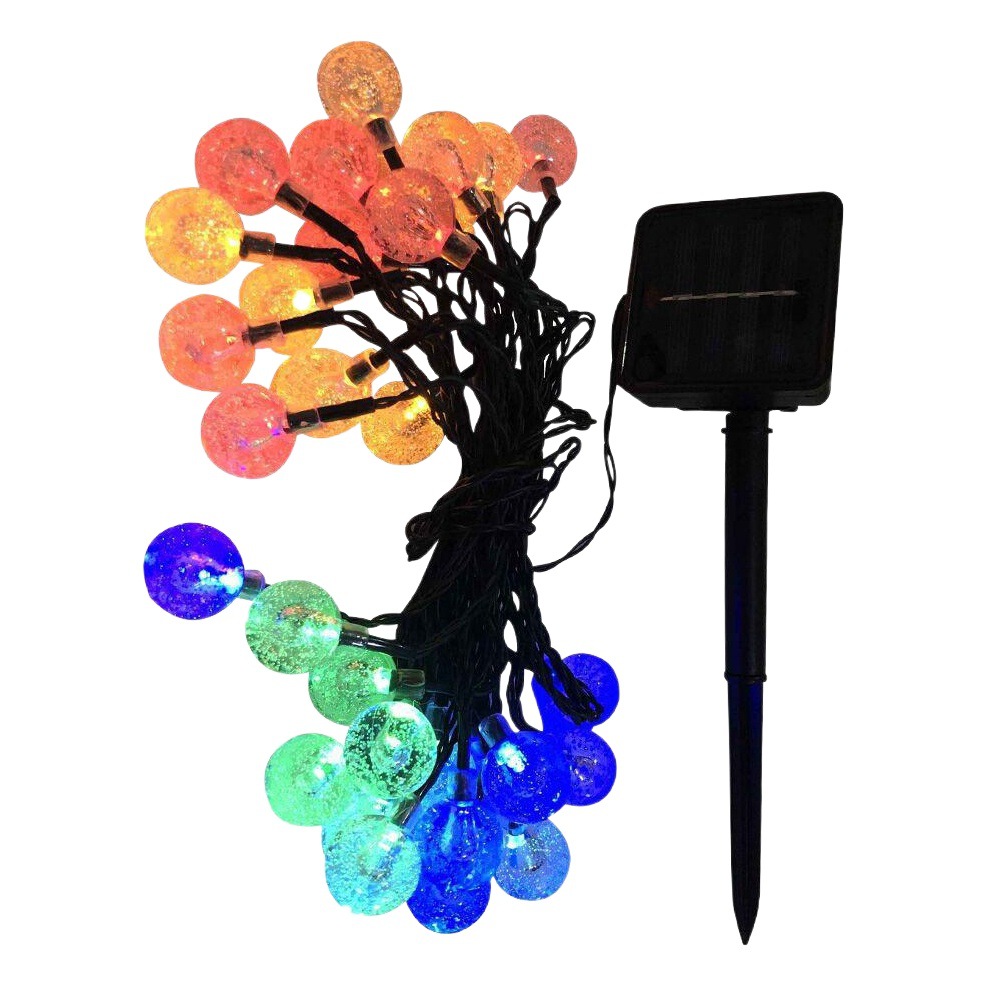 Solar string lights Courtyard atmosphere crystal bubble lights outdoor decorative lights colorful lights holiday LED string lights Christmas lights