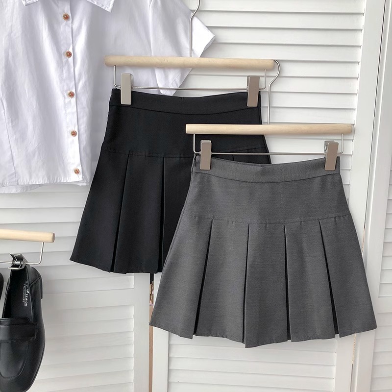 Design Sense High Waist Solid Color A- line Pleated Skirt Women's 2023 Summer Dress Korean Style Fashionable Slim-fit Anti-walking Sheath Skirt