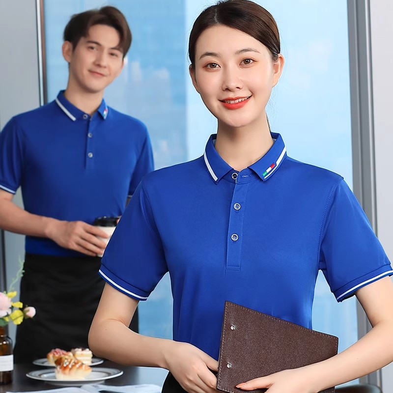 Picture of Catering Waiter Work Clothes Short-Sleeved T-Shirt Ice Silk Cotton Work Clothes Female Supermarket Burger Fast Food Restaurant Work Clothes Embroider