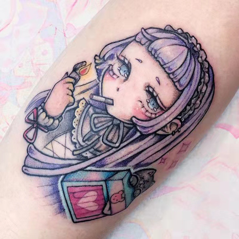 Picture of Diablo Tattoo Sticker Women's Waterproof Lasting European and American Violence Lori ins Cute Cartoon Flower Arm Non-Reflective Anti-Han