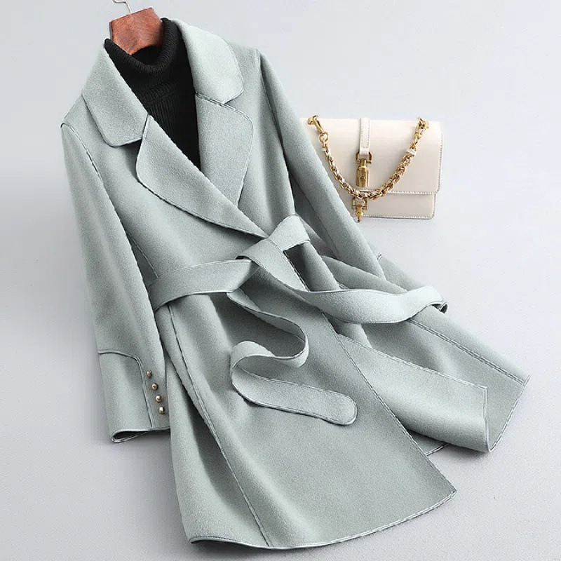 Picture of High-end Korean-style Woolen Coat Women's 2024 Autumn and Winter New Western-style Age-reducing Mid-length Double-sided Woolen Coat Women's Trendy