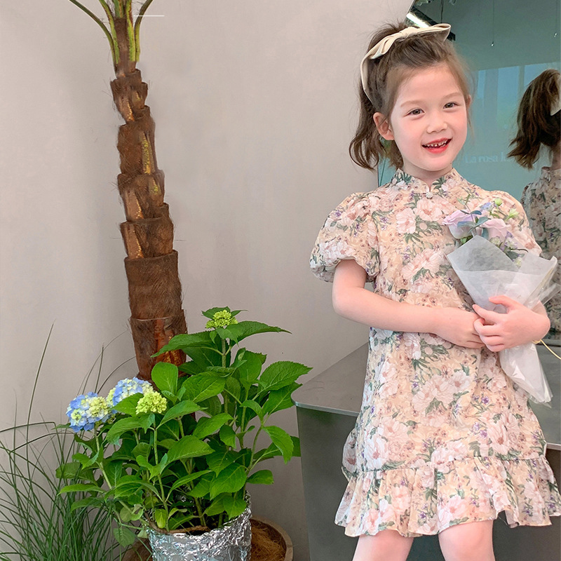 Picture of Girl's Dress Little Girl's Cheongsam Dress Summer Chinese Style Baby Ethnic Antique Western Style Children's Summer Dress