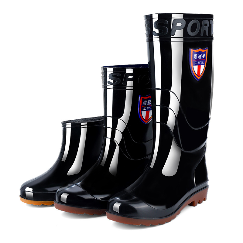 Picture of Men's High-Top Rain Boots with Durable, Non-Slip, and Wear-Resistant Mesh Soles, Suitable for Labor Protection at Construction Sites, Waterproof Long Boots