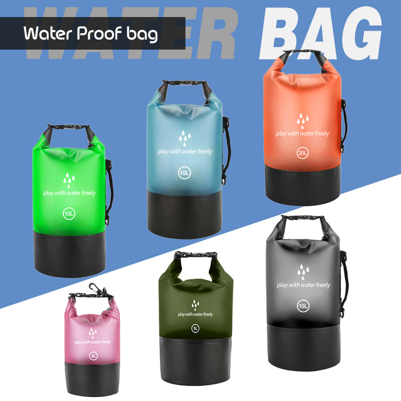 Outdoor Waterproof Bucket Bag PVC Coating Material Single Double Shoulder Portable Storage Bag Seaside Swimming Traceway Rafting Backpack