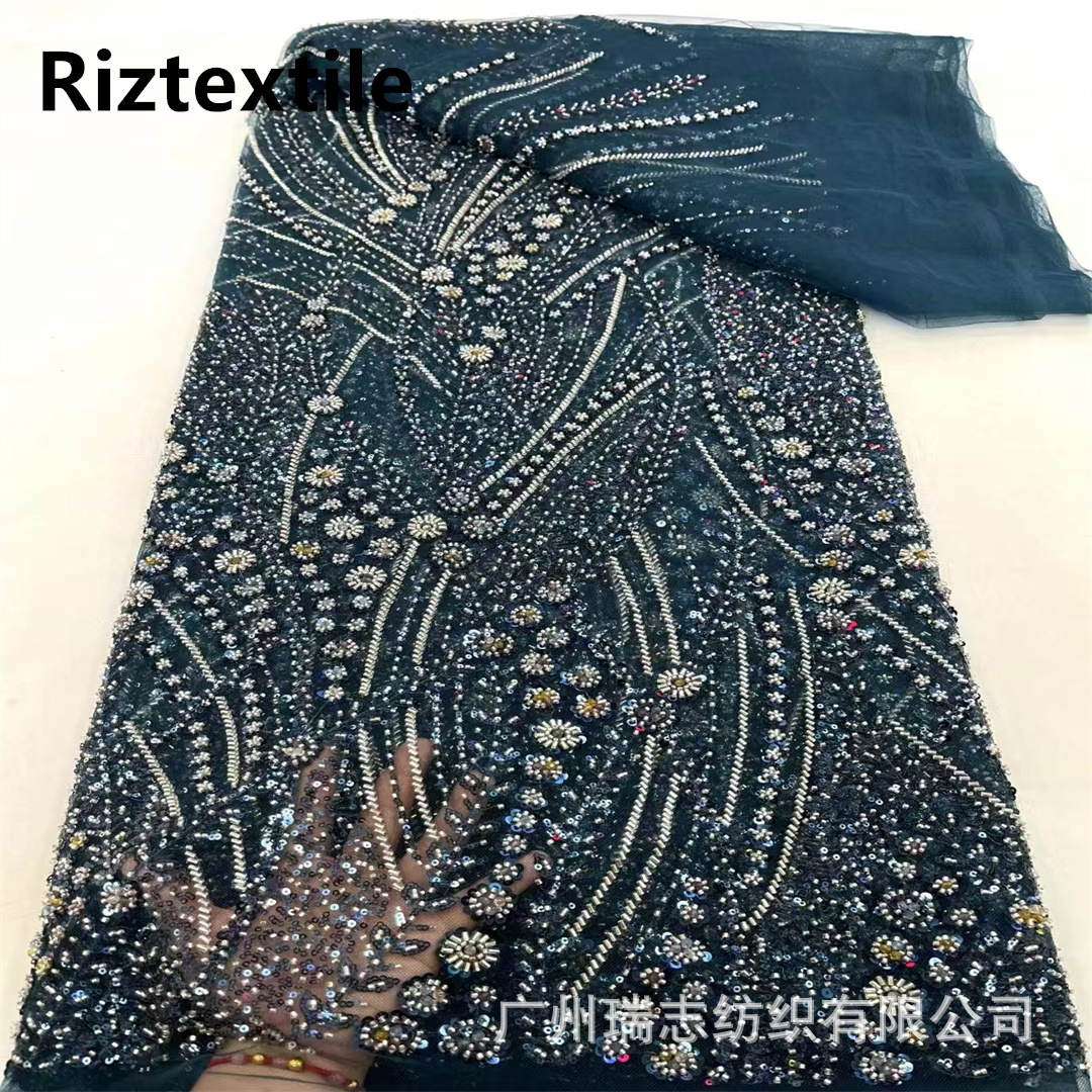 Middle East Wind Beaded Tube Embroidered Fishtail Dress Wedding Dress Beaded Tube Embroidered Sequin Fabric African Lace