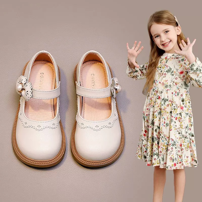 Girls Shoes Children Genuine Leather Princess Shoes 2025 Spring New Baby British Black Light Soft Sole Single Shoes