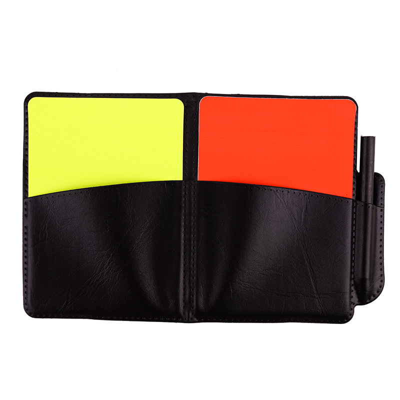Picture of Football referee Red Yellow card yellow card red card with paper tape pencil with leather case referee record penalty yellow red card